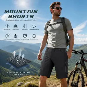 Men's Outdoor Hiking Shorts Quick Dry Breathable Moisture Wicking Water Resistant Multi-Pocket Mountain Shorts for Adventure