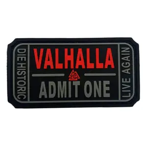 Ticket to Valhalla Admit One Vikings Valknut Patch [“Hook” Fastener - PVC Rubber -AP1]