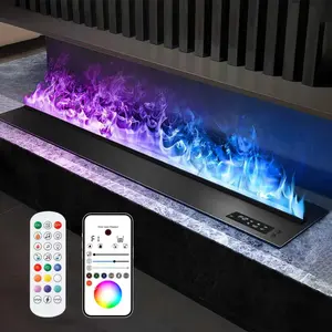 Water Vapor Fireplace Recessed MultiColor Realistic Atomized Flame, Electric Fireplace with Manual Water Control and Remote Control, Humidifier for Bedroom