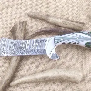 Jazil Handmade Stainless Steel Hunting Knife Wood Handle Drop Point with Sheath