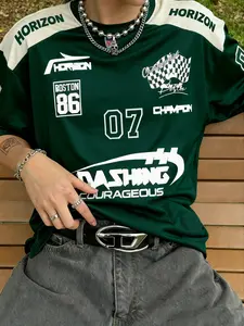 Men's Loose Fit Trendy T-Shirt, Round Neck, High-Quality Breathable Fabric, Eye-Catching Graphic Print, Comfortable Casual Street Style