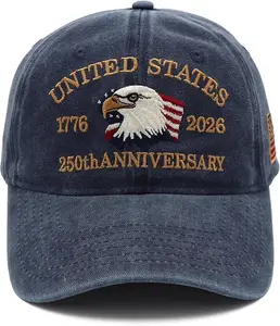 250 Anniversary USA Hat 1776-2026, Patriotic Baseball Cap with Eagle Embroidery, Adjustable Retro Washed Commemorative Cap