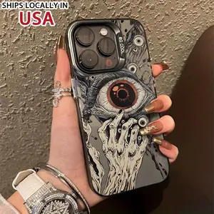 Horror Devil Eye Pattern Case for iPhone 16 15 14 Pro Max 13 12 11 XR XS E Plus Shockproof Anti-Scratch Durable PC Back Protective Cover