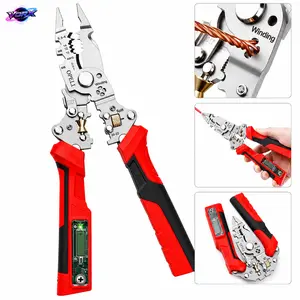 VORX 2026 New 16-in-1 Rechargeable Wire Stripper, Electrician Pliers with 12-250V Voltage Tester & Alarm, Heavy-Duty Wire Cutter, Crimper, Twister and Bender, Multifunction Electrical Hand Tool for DIY, Home and Professional Use