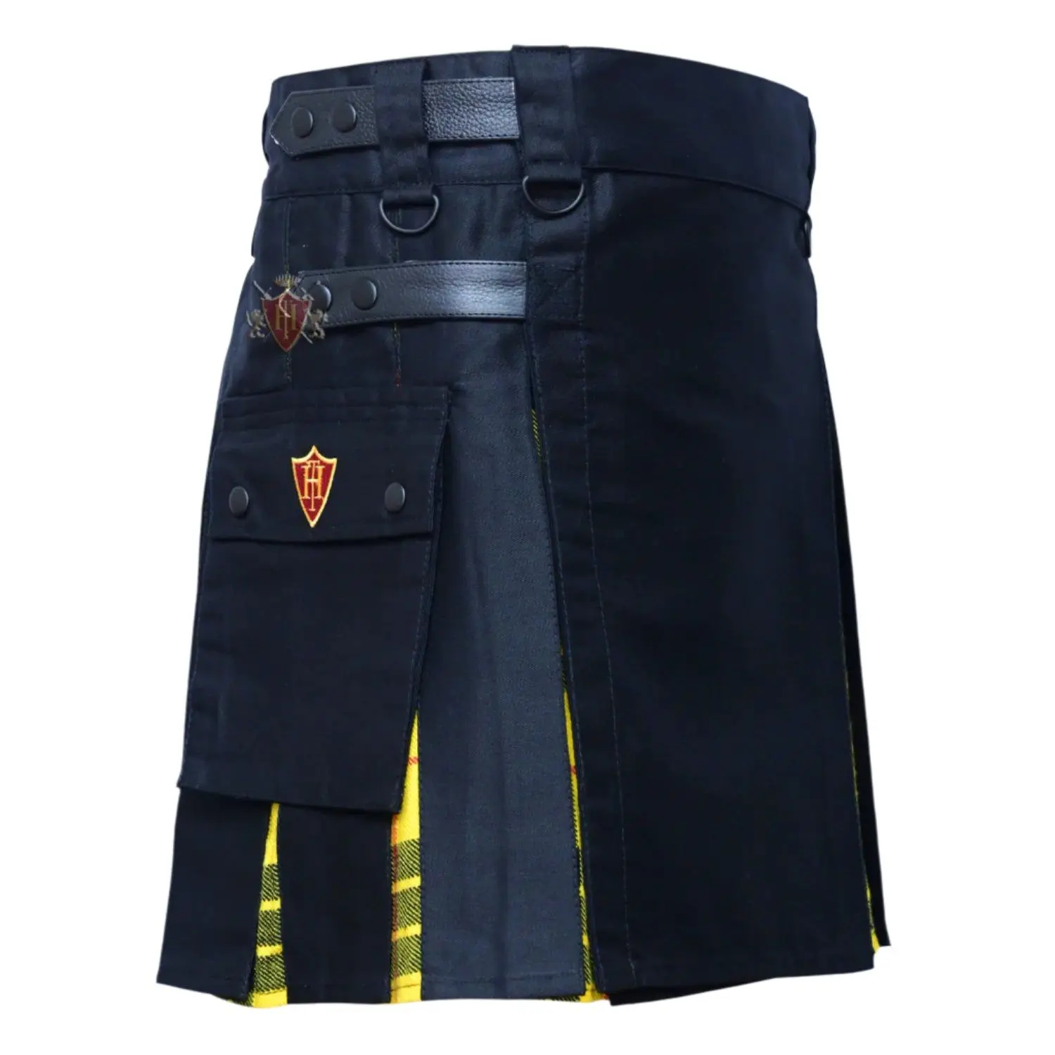 MacLeod of Lewis Women's Hybrid Tartan Kilt for Sports & Outdoor Dancewear, Featuring Leather Straps, Durable Fabric, Jeans-Style Buttons