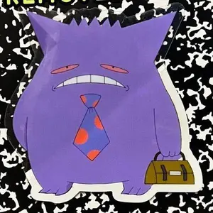 Business Gengar Sticker: Vinyl Decal for Laptop, Tumbler, Anime Funny Meme Decal, Vinyl Waterproof Sticker, Gift for Game lovers