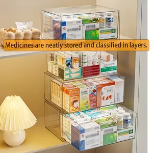 3-Tier Transparent PET Medicine Storage Drawer Organizer - Large Capacity Dustproof Heavy-Duty Multi-Purpose Cabinet for Home, Office, Kitchen, Bathroom Organization, Medicine Storage Organizer, Desktop Organizer, Transparent Organizer,