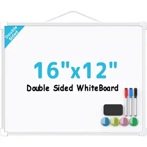 Double-Sided Dry Erase Board for Wall, 16"x12" Hanging Whiteboard, Small Dry Erase White Board with 3 Markers and 4 Magnets, Portable for Planning, Drawing, Memo, to Do List