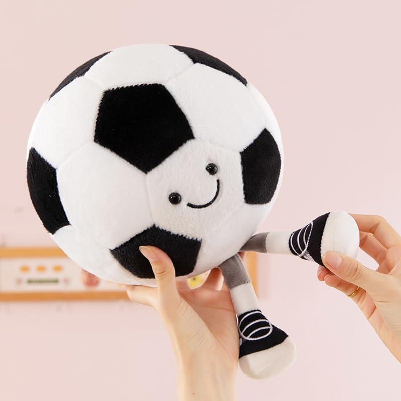 11.76inch Football Plush Toys Soft Stuffed Sports Plush Balls Cute Fun American Soccer Doll Toys with feet Creative Football Spherical Decor Throw Pillow for Christmas Kids Gift (Football)
