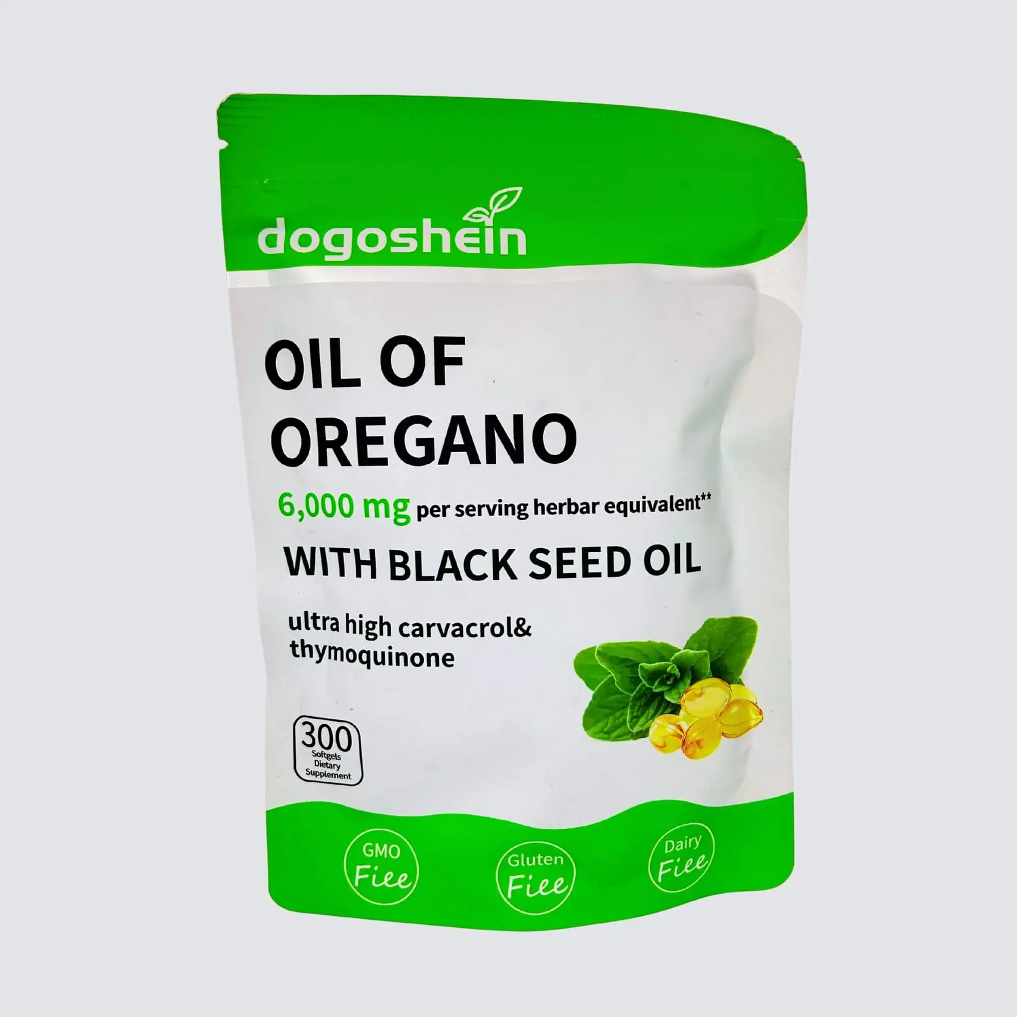 Dogoshein Oil of Oregano with Black Seed Oil 6,000 mg 300 Softgels Dietary Supplement