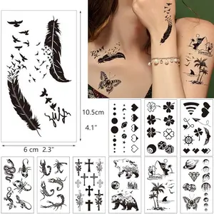 30 Sheets Fake Black Tiny Temporary Tattoo, Hands Finger Words Tattoo Sticker for Men Women, Body Art on Face Arm Neck Shoulder Clavicle Waterproof