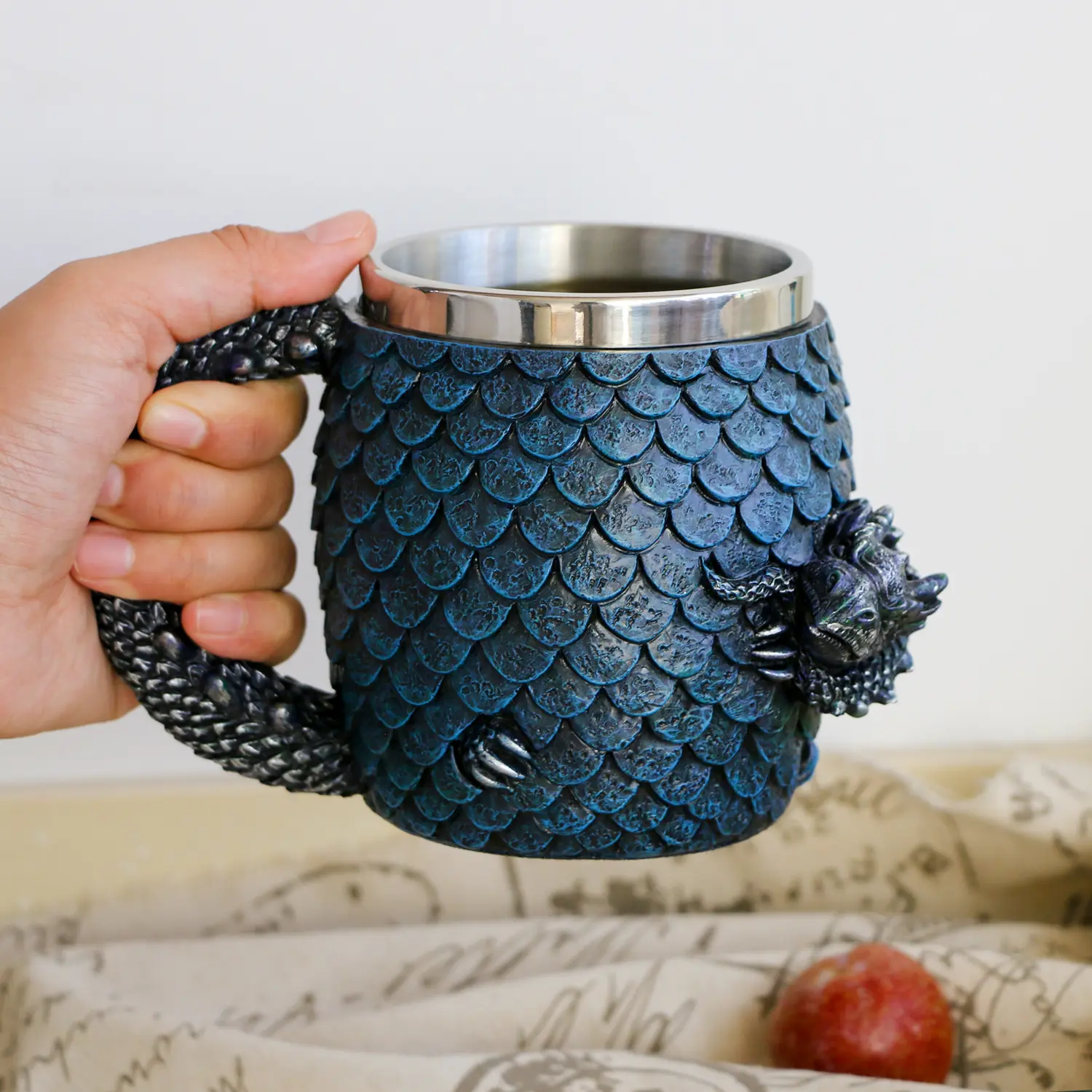 GOT Dragon Egg Coffee Mug - Medieval D&D Beer Stein Tankard 15.8OZ Stainless Drinking Mug for Dragon Lovers Collector - Novelty Gothic Dungeons and Dragons Gift Bar Party Drinkware decorations