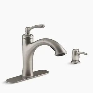 Kohler R16399-SD-VS | Elliston Pull-Out itchen Faucet With Soap/Lotion Dispense in Vibrant Stainless