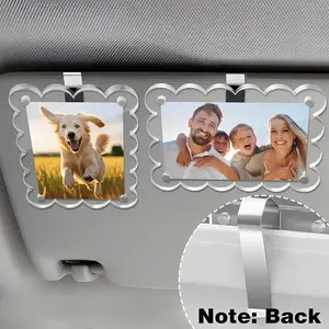 2 PCS Vertical Car Sunshade Photo Frame Clip - Acrylic Snap Clip Universal Fit for Cars, Holds 6*9 Photos, Random Color - DIY Customizable Car Decor, Perfect Gift for Couples, Family, Pet Memorabilia