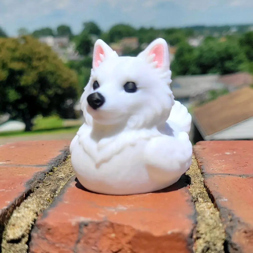 3D Printed American Eskimo Dog Duck Figure Perfect for Jeeps Cruises and Dog Lovers Unique Collectible Decor Gift Plastic Ornaments