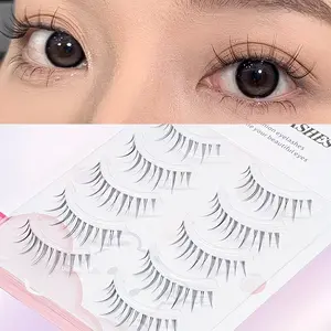 Five Pairs Anime Style False Eyelashes, Manga Lash Extension, Mink Hair Replica with Clear Plastic Stem, Curly Dense Design, Perfect for Anime Makeup Look
