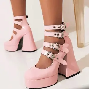 Blush Doll Buckle Platform Heels