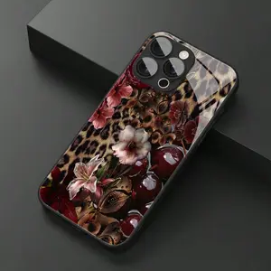 A vintage lily elegant pattern glass phone case, high-end and stylish, made of tempered glass, compatible with iPhone 11/17/16/15/14/13/12/11, perfect as a Christmas gift for friends, family, or yourself.