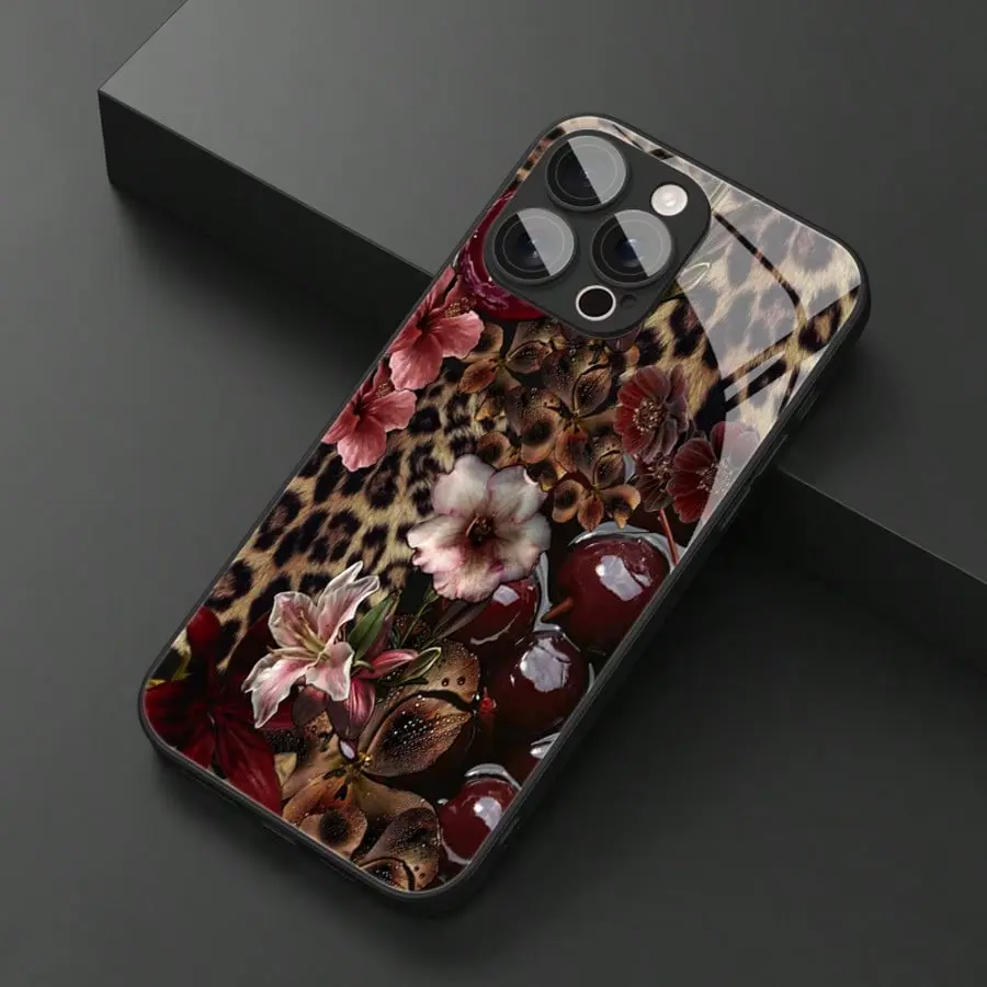 Vintage Lily Tempered Glass Cellphone Cover, High-End Stylish TPU Accessory with Screen Protector, Fits iPhone 11-17, Ideal Christmas Gift for Loved Ones
