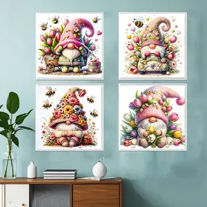 4pcs Dwarf Pattern Diamond Painting Kit, Adult Art Craft Set, Frameless DIY 5D Diamond Art, Full Drill Round Diamond Home Decor, Wall Art Painting