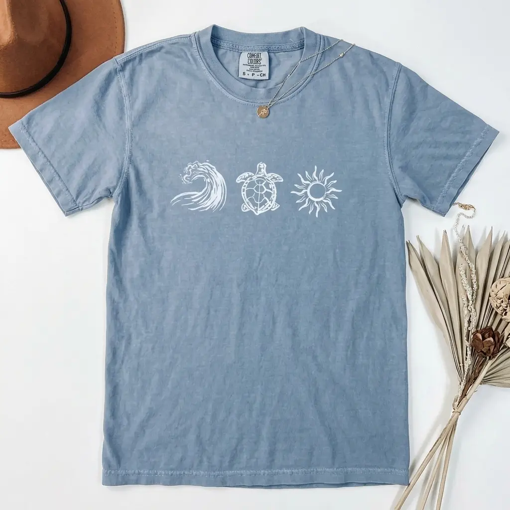 Comfort Colors Ocean Turtle Sun T-Shirt, Summer TShirt, Gift For Women, Beach T-Shirt, Summer Women Short Sleeve