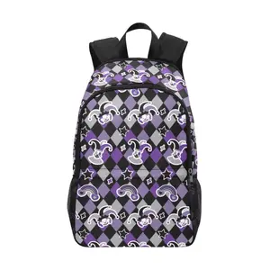 Gothic Jester Backpack in Black and Purple Design