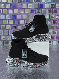 Men's Fashionable Plain Color High Top Sneakers, Trendy Walking Sneaker, Casual Comfortable Breathable Sports Shoes, Male All-match Round Toe Shoes for Daily Wear, Sneakers Trainer Shoes