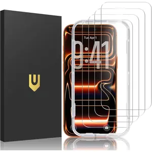 4-Pack Screen Protector for  17 Pro Max, Double Shatterproof Tempered Glass [Easy Installation Frame] [9H Hardness] [99.99%  Clear] [Case Friendly] for  6.9 inch
