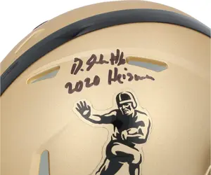 DeVonta Smith Alabama Crimson Tide Autographed Riddell Gold Heisman Speed Mini Helmet with "2020 Heisman" Inscription - Fanatics Authentic Certified