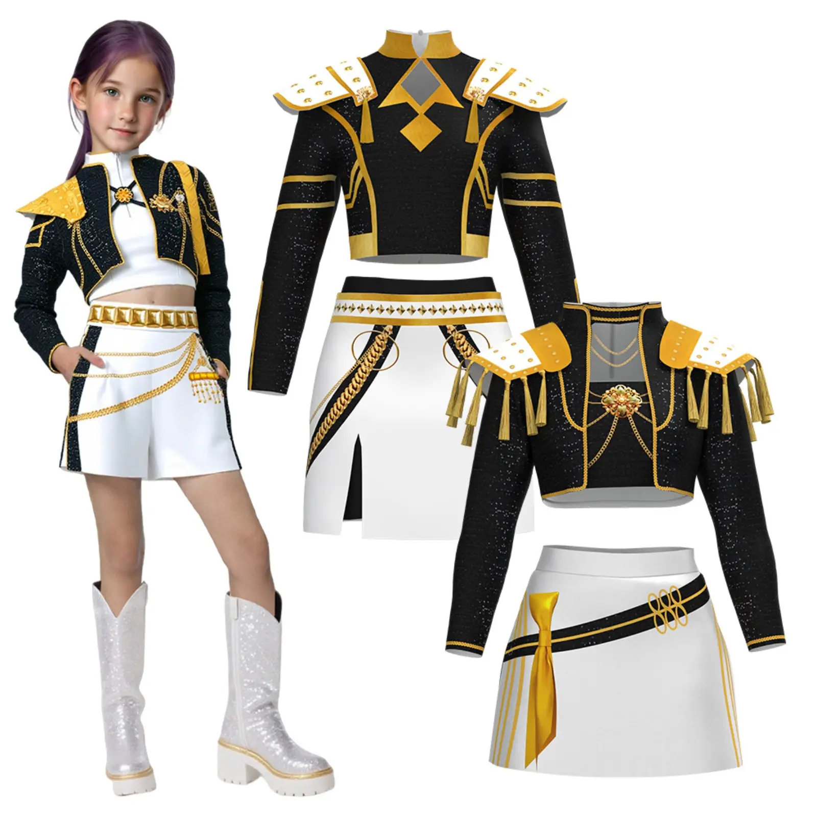 KPop Demon Hunter Costume 2-Piece Set | TikTok Trending Halloween Cosplay Outfit, Dance Performance Wear, Party Look for Teens and Kids