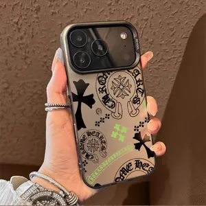 Fluorescent Chrome Hearts Print iPhone CaseMother's DayCorner-Protection Design, Trendy Large-View Window with Liquid-Effect Finish -Electroplated Surface, Compatible withiPhone 17/16/15 Pro Maxl Premium FashionEdition Case tiktokshopspringglowup