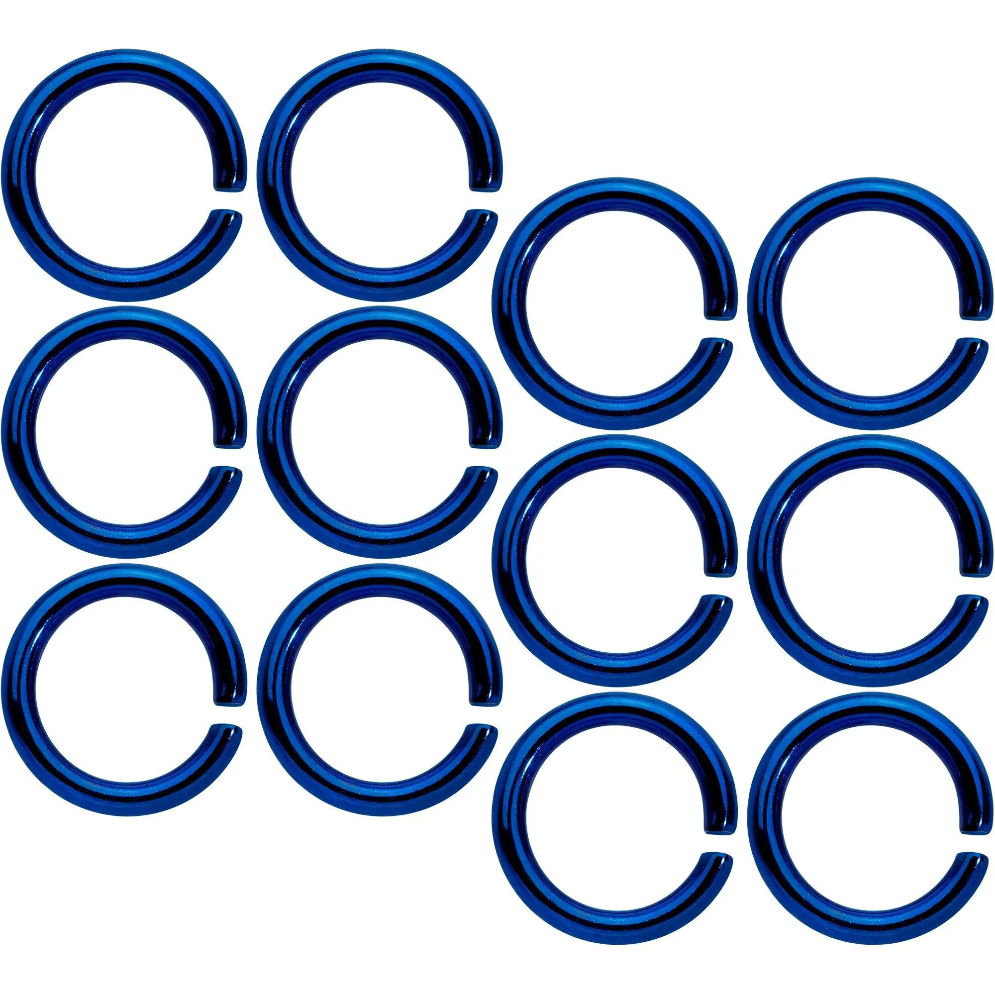 14G 5/16 Blue Anodized Seamless Cartilage Ring Set of 12