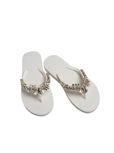 Women's Eva Sandals, Chain Design Square Toe Slippers, Lightweight Beach & Wedding Shoes, All-Season Comfortable Footwear
