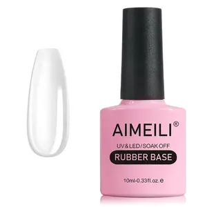 AIMEILI Hema-Free Soak-Off UV Clear Rubber Base Gel Polish, Nail Thickening Solution for Nail Care