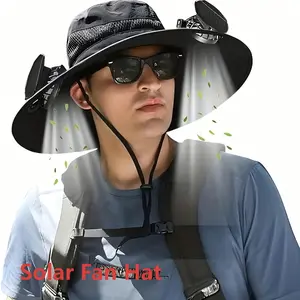 Outdoor Wide-Brim Solar Fan Hat, Unisex Fishing Solar Fan Hat with Built-in Fan, Summer Sun Protection and UV Blocking, Perfect for Fishing, Hiking, and Camping. Solar Powered Outdoor Fishing Hat.TikTokShopBacktoSchool
