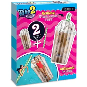 Iced Coffee Water Float & Noodle 2-in-1 Pool Blow Up Inflatable Raft Mighty Mojo