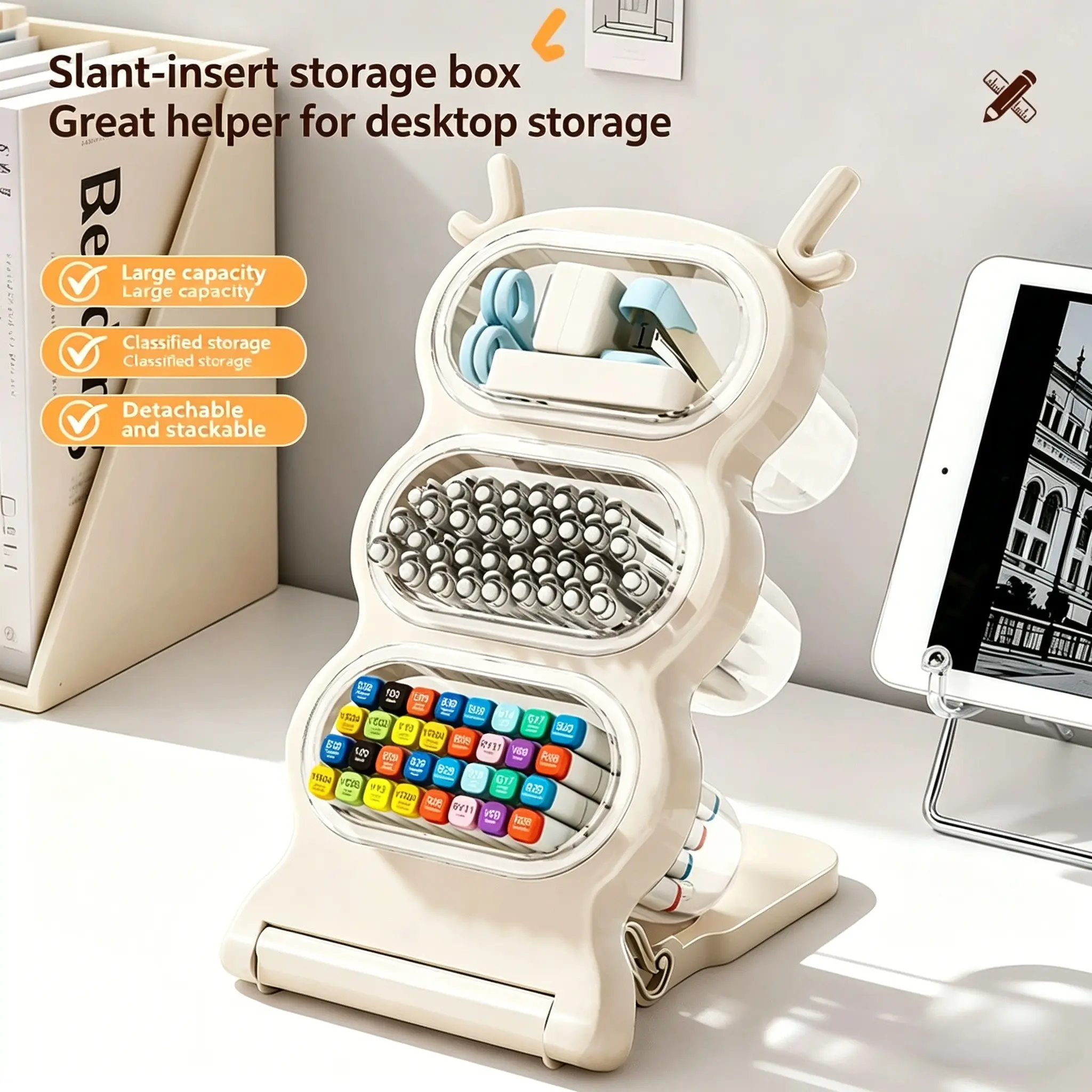 Multi-Functional Desk Pen Holder, Office Storage Organizer, Detachable and Foldable Pencil Case, Desktop Accessories for Stationery, Work Organizer, Stationary Organizer Holder