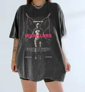 Stranger Things Lightning, Monster are Real, Vecna Lives, The Upside Done, Scary, Horror, on Black Adult T-Shirt