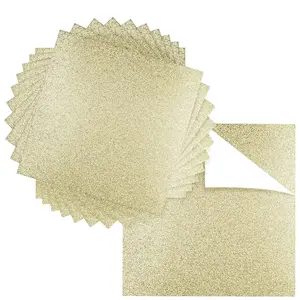 Ground Up Creations Premium 20 Sheets Glitter Cardstock 12" x 12" - Use For Scrapbooking - Holidays - Weddings - Birthdays - Parties - 300GSM For Paper Cutting Bending Or Shaping (Gold, 20 Pack)