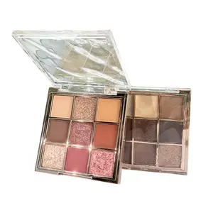 9-Pan Everyday Eyeshadow Palette Matte & Shimmer Finishes Highly Pigmented Blendable Travel Size 3.35" x 3.35" for All Skin Tones