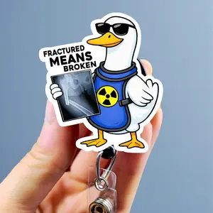 Silly Xray Goose Badge Reel, Xray Girl Creations, Radiology Badge Clip, Xray Tech ID Holder, Cute Badge reel for Radiology Techs. Retractable swivel clip with a 360 rotation.  Badge pull