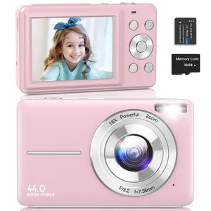 Digital Camera 44MP 1080P 16x Zoom 32GB Micro SD 30fps Waterproof No Plug Valentine's Day Gift for Teenagers & Beginners
