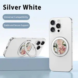 New The 360-degree Rotating Metal Ring Holder Pink Lily Charm pattern for iPhone Phone Cases Models with Protection Against Drops and Shocks Back Cover Anti-slip For Daily Use