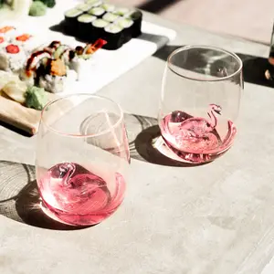 Flamingo Glass Set Unique Pink Drinking Glass Set Cute Pretty Drinking Glasses for Her Gifts Home Gifts for Mom Gift for Housewarming Party JerseyArtGlass