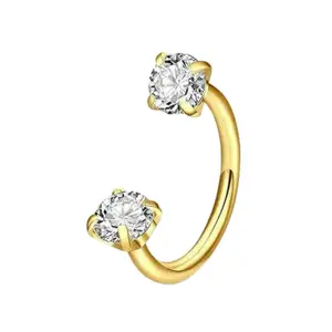 Horse Shoe Nose Hoop 20 Gauge Surgical Steel with 3mm CZ Crystal Ends Lightweight Secure Everyday Wear Available in 6mm 7mm 8mm Diameters