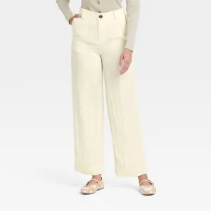 Women's High-Rise Straight Trousers - A New Day White 4