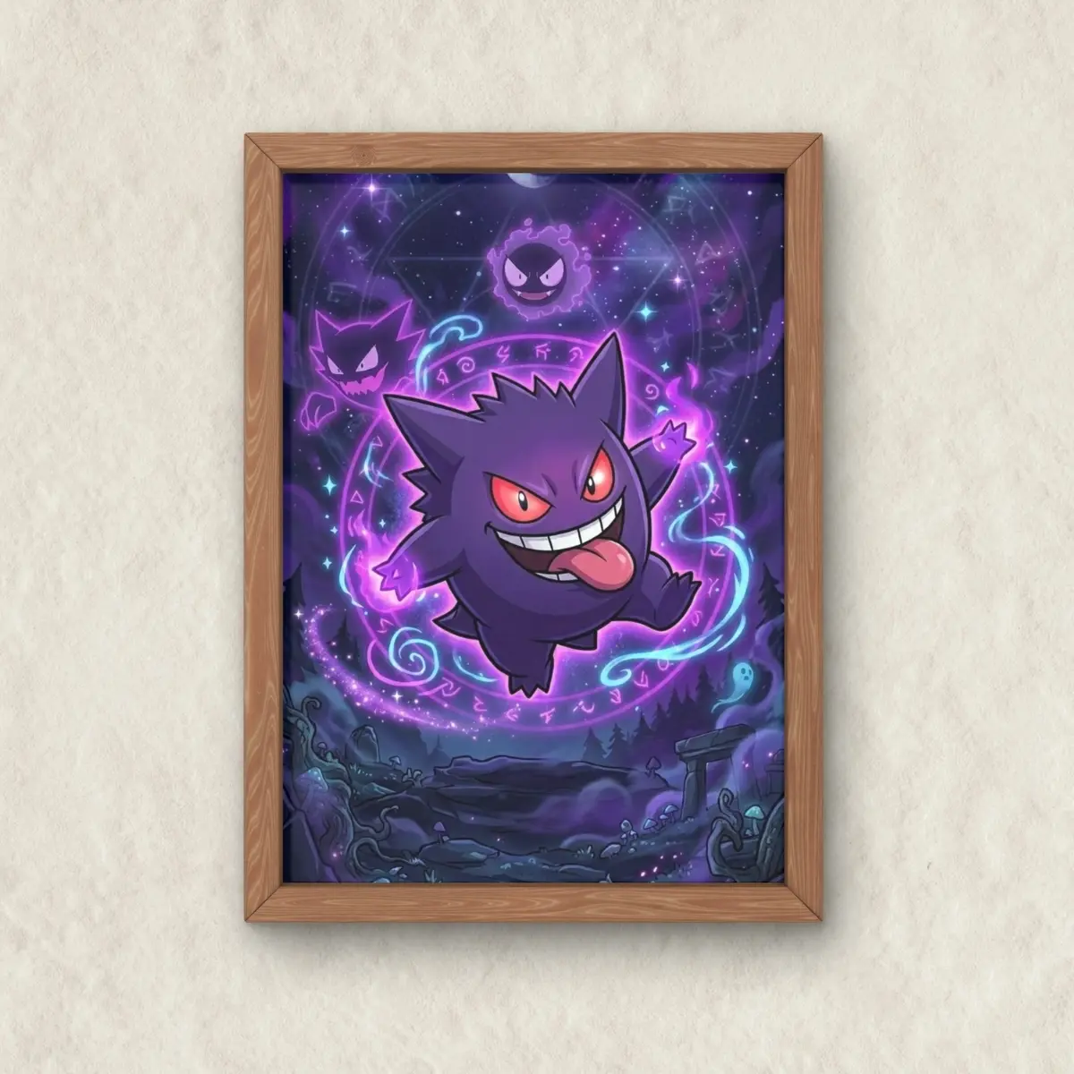 Gengar Japanese Art Poster, Lofi Aesthetic Wall Art, Gaming Setup Decor, Unframed Home Decor