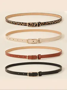 Women's Fashionable Oval Hook Buckle Belt Set, Casual Leopard Pattern Waistband for Dresses & Jeans, All Seasons Accessory, Fashionable Buckle Decorated