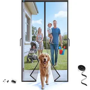 Magnetic Screen Door 38'' x 83'', Heavy Duty Fiberglass Screen Mesh for Summer Use,Hands-Free, Pet & Kid Friendly for Patio Sliding & Front Doors (Gray Summer Screen, Fit Door Size 36''x82'')