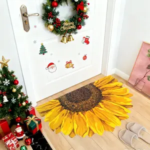Sunflower-shaped Absorbent Doormat Entrance Mat for Hallways, Kitchens, Bathrooms, and Balconies Home Decor Doormat for Indoor/Outdoor Use Sunflower-shaped Household Mat Quick-Drying Soft Mat Perfect Thanksgiving and Christmas Home Decor Accent
